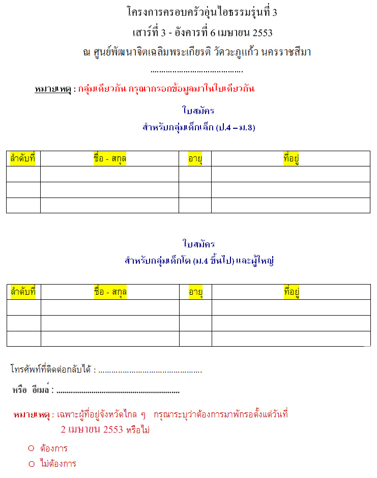 โครงการครอบครัวอุ่นไอธรรม รุ่นที่ 3
