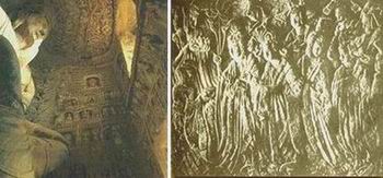 ภายในถ้ำปิงหยัง ขวามือเป็นรูปสลักนูนบนผนังถ้ำที่หลงเหลืออยู่ในปัจจุบัน